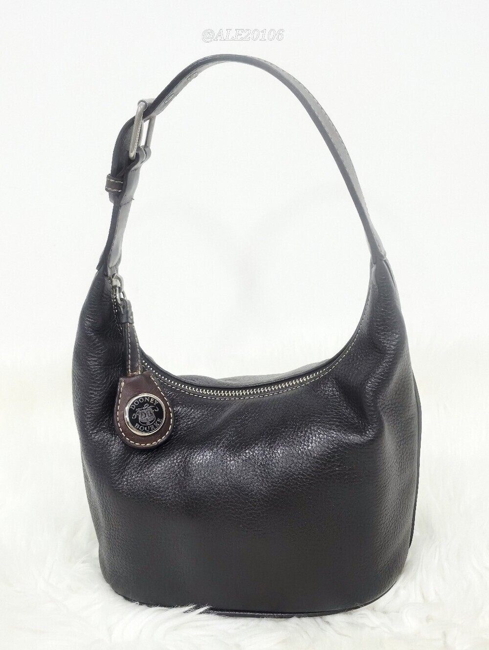 Dooney & Bourke Dark Brown Leather Hobo Shoulder Bag Pebbled Leather Purse